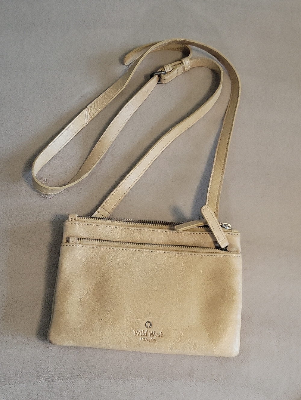 Wild West Beige Leather Crossbody Bag